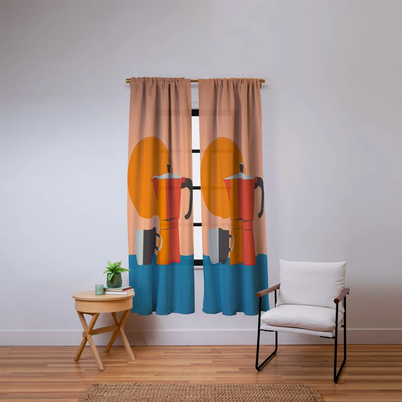 Modern Coffee Vibe Window Curtain