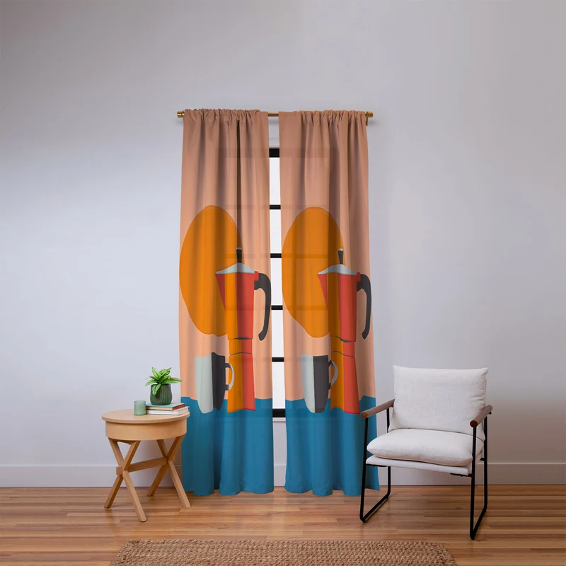 Modern Coffee Vibe Window Curtain