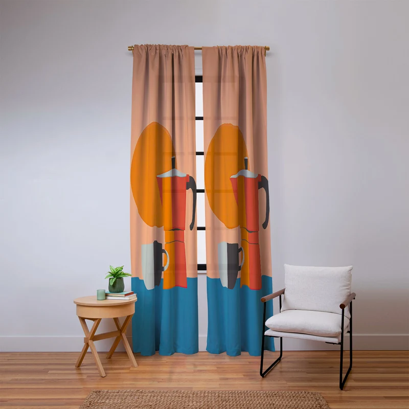 Modern Coffee Vibe Window Curtain
