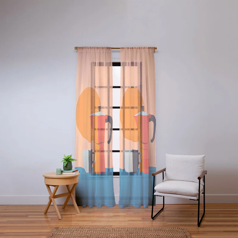 Modern Coffee Vibe Window Curtain