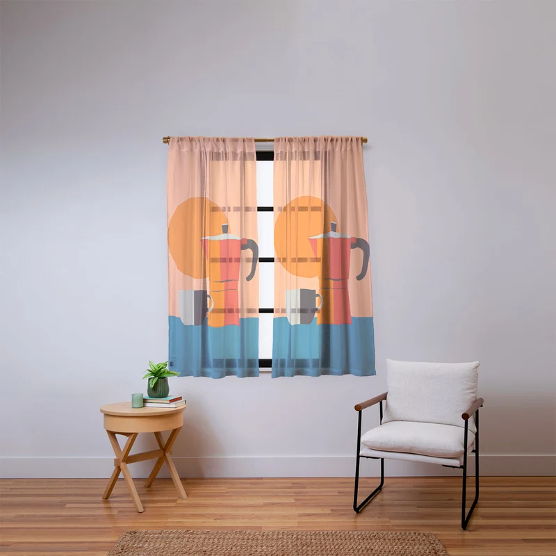 Modern Coffee Vibe Window Curtain