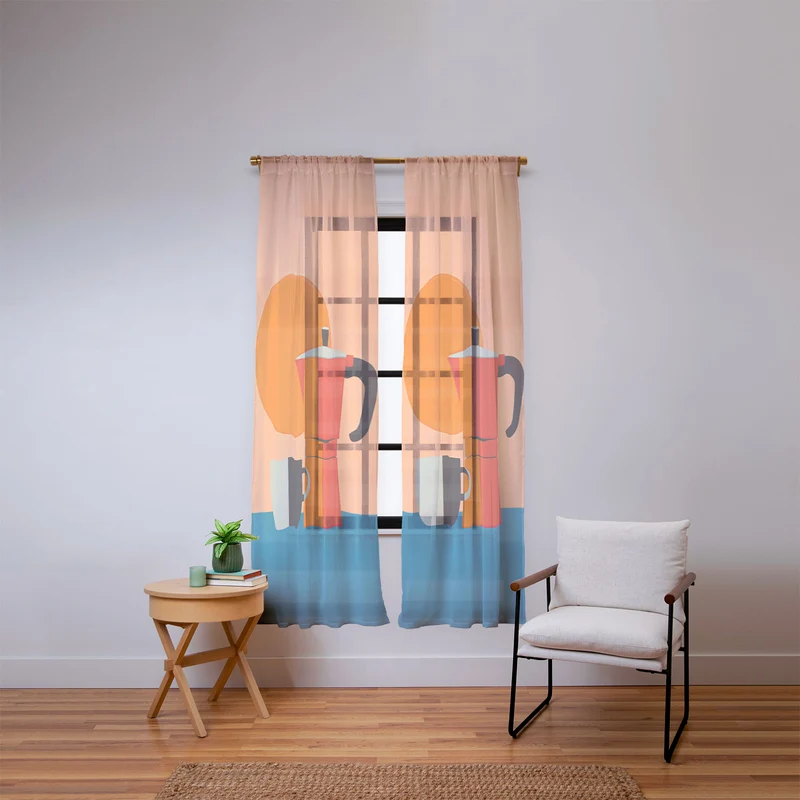 Modern Coffee Vibe Window Curtain
