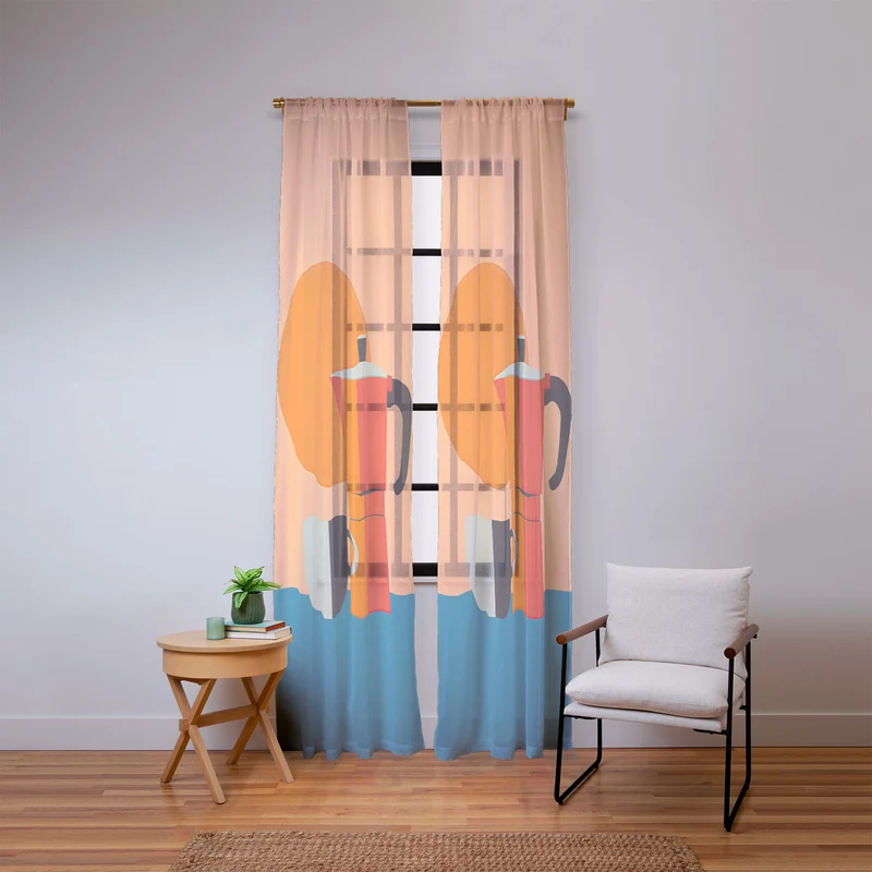 Modern Coffee Vibe Window Curtain