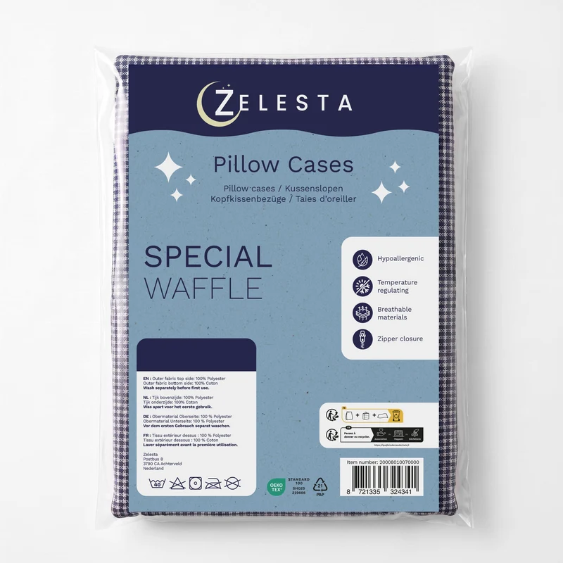 Zelesta Special Waffel-Percal Kissenbezüge Set von 2 - Marineblau-Mix