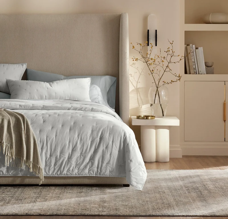 Airy Voile Quilted Sham - Sky