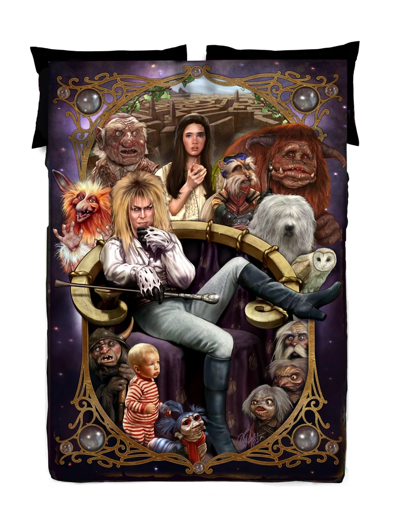 Horror Movie Blanket - Labyrinth Blanket - Luxury Twin / Double Velveteen Fleece Blanket