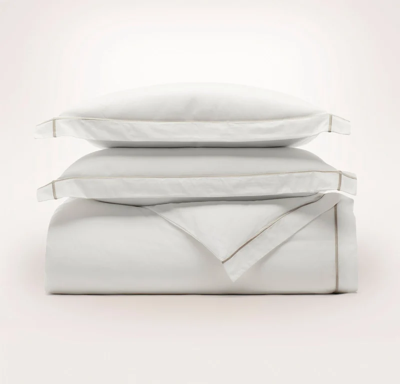 Signature Embellished Duvet Set - White/Oak Embroidered