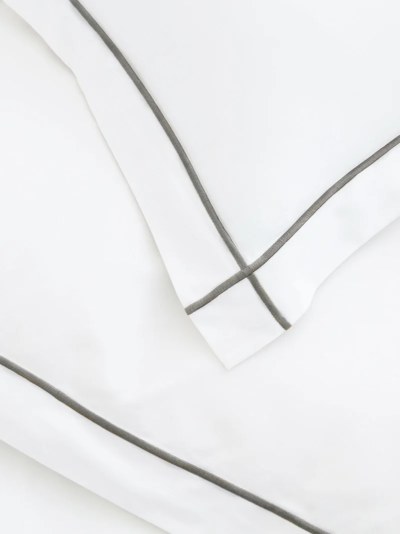 Signature Embellished Duvet Set - White/Stone Embroidered