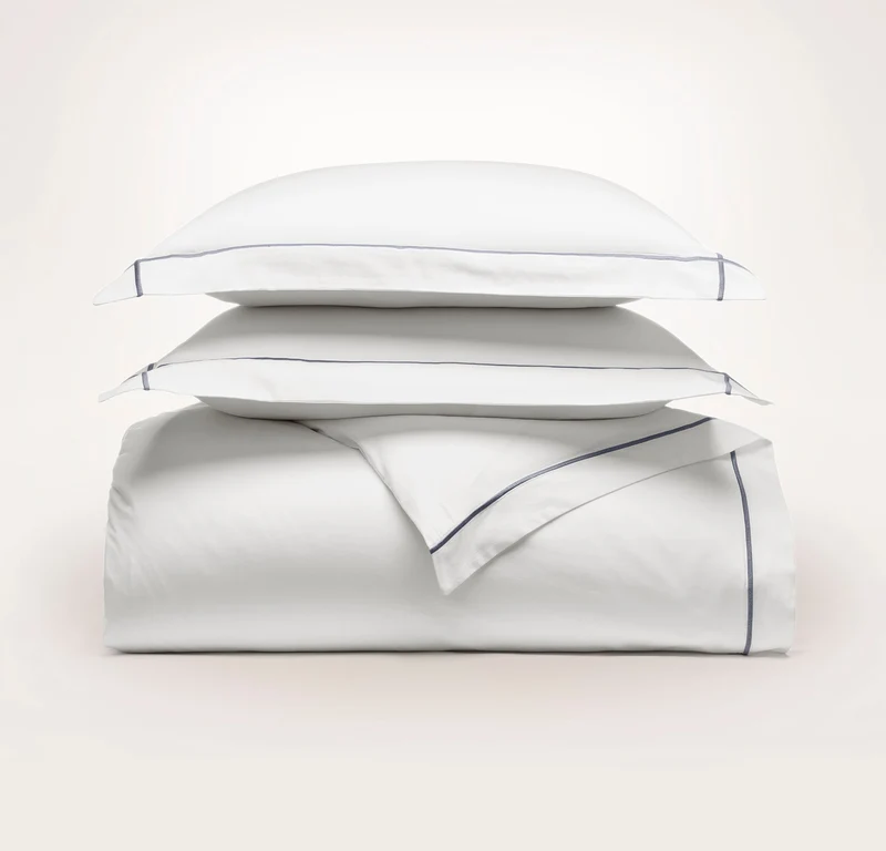 Signature Embellished Duvet Set - White/Mineral Embroidered