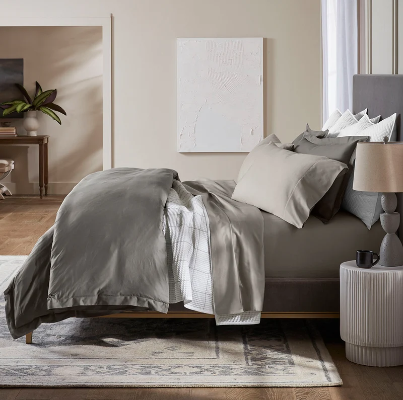 Percale Hemmed Fitted Sheet - Pewter