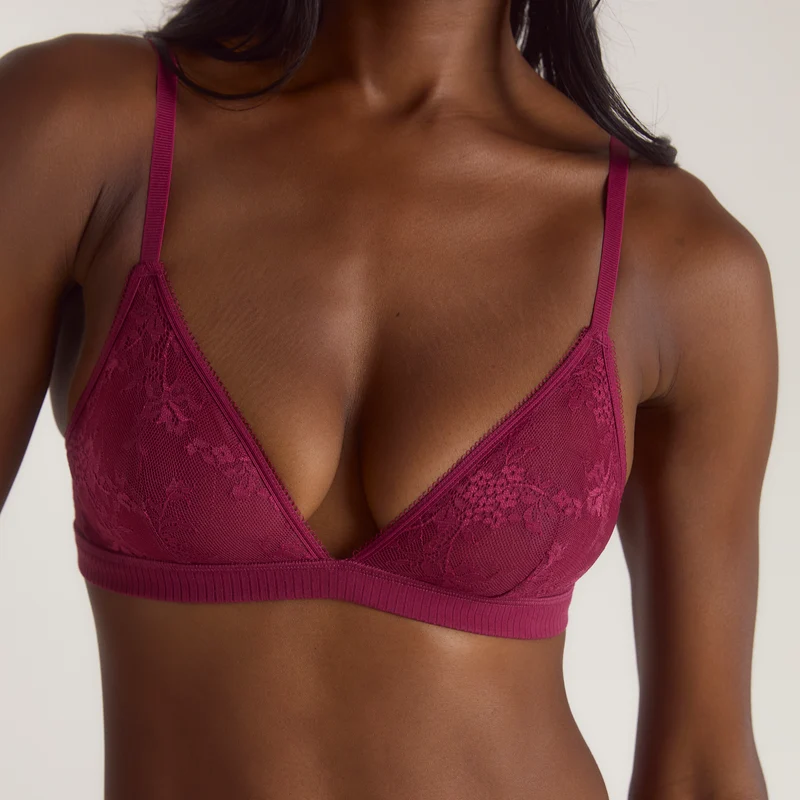 Lace Triangle Bralette - Kastanjebruin