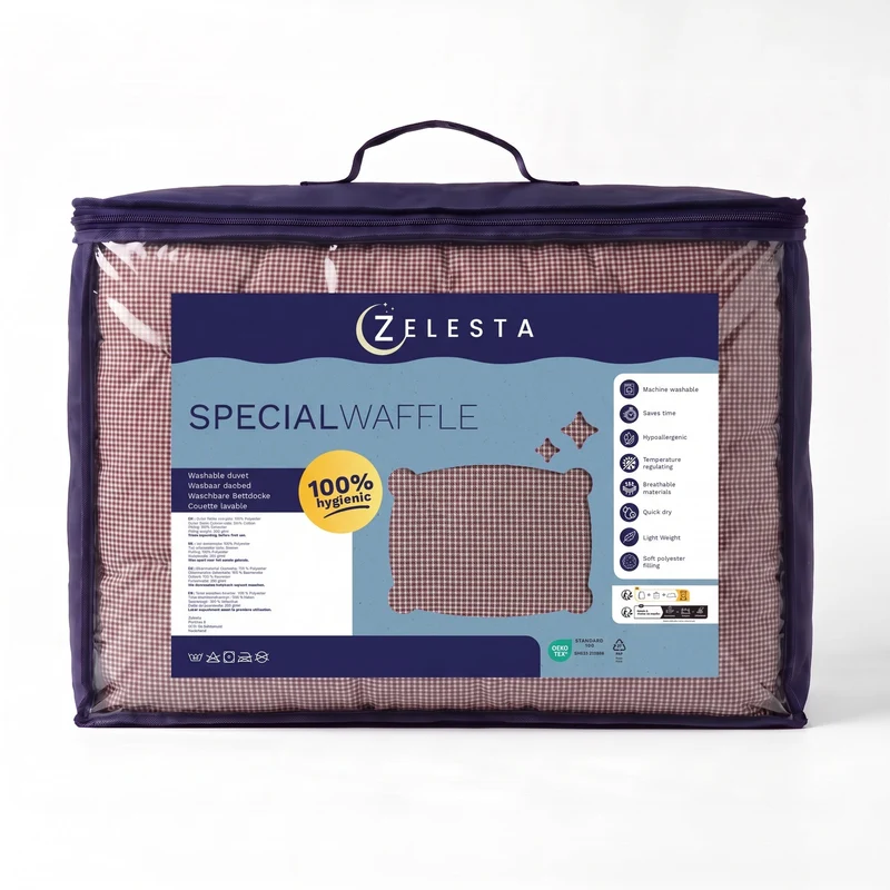 Zelesta Special Waffel-Percal-Bettdecke - Bordeaux-Mix