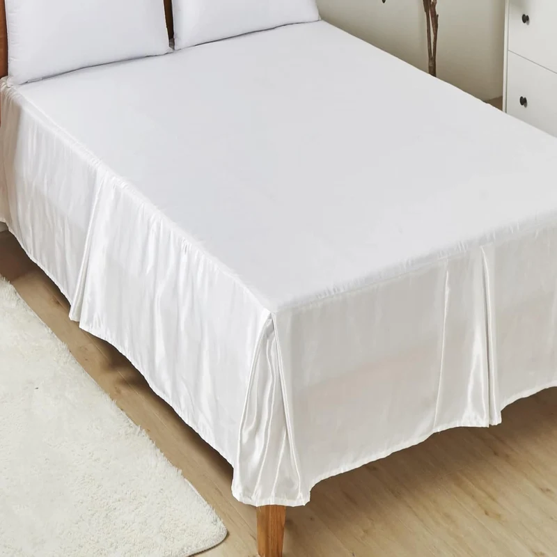 Lingerie satijnen bedrok kingsize, 14 inch drop, op maat gemaakt in maagdelijk wit