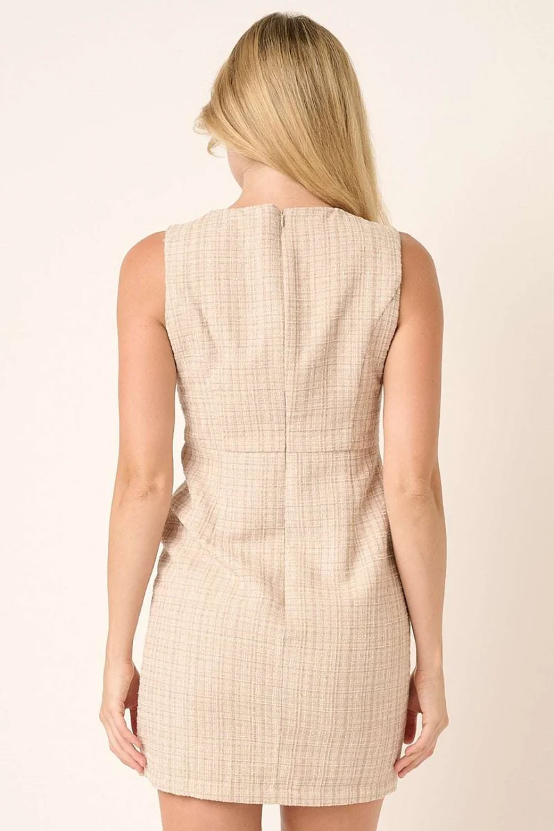 Mittoshop Tweed Mouwloze Mini Jurk