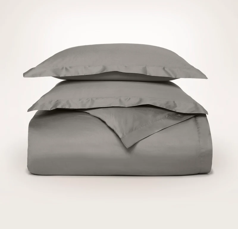 Signature Hemmed Duvet Set - Stone