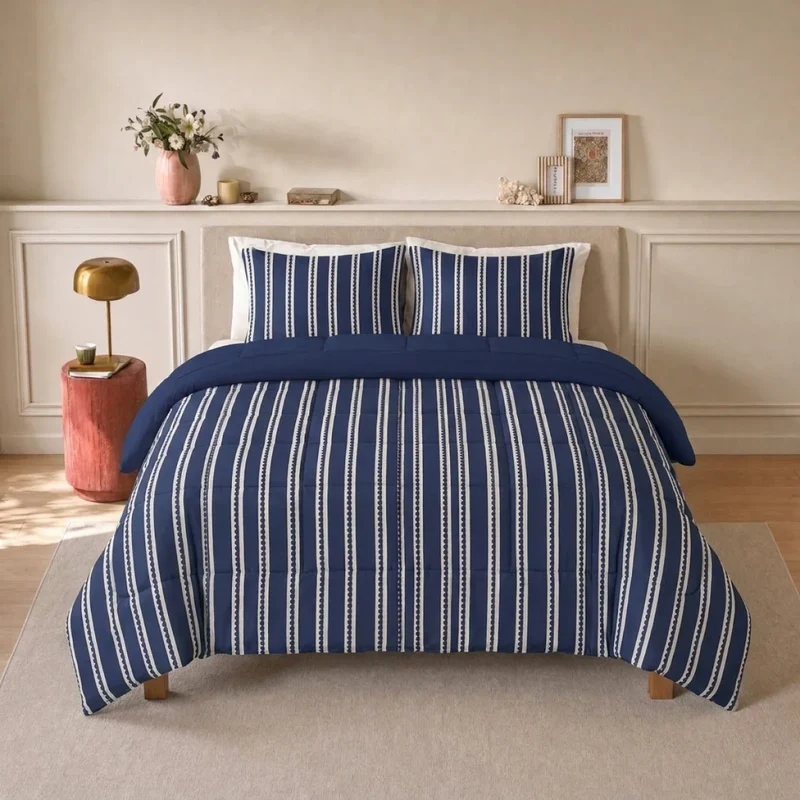 zailistade.comluxe Design Baumwollsatin Bettdecke - Blue Stripes