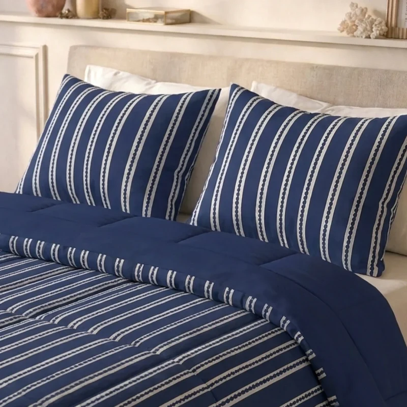 zailistade.comluxe Design Baumwollsatin Bettdecke - Blue Stripes