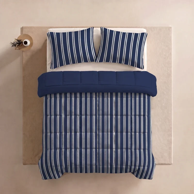 zailistade.comluxe Design Baumwollsatin Bettdecke - Blue Stripes