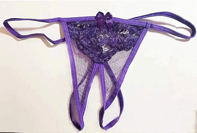 Shirley of Hollywood IS-25226 Sierlijke open kruis slipjes in paars voor S/M - Elegante lingerie