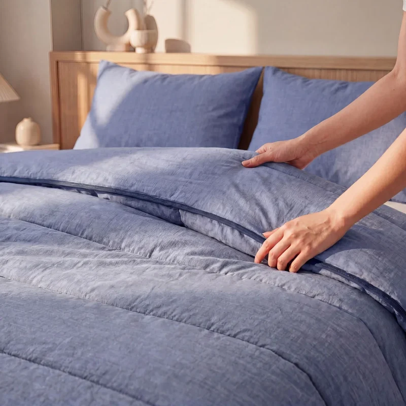 Zelesta Comfort Structure Bettdecke - Denim