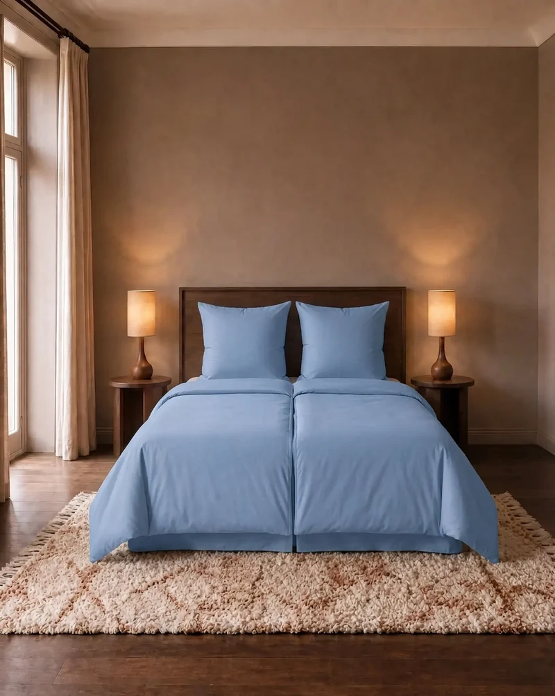 Zelesta Pure Uni Nahtlose Baumwolle Bettdecke - Zartes Chambrayblau