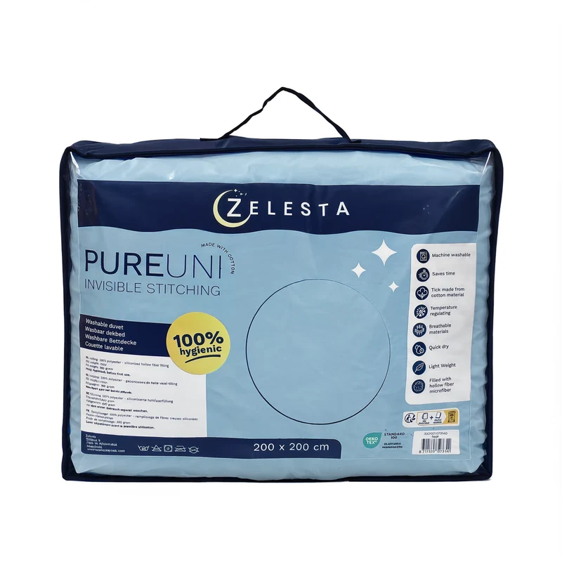 Zelesta Pure Uni Nahtlose Baumwolle Bettdecke - Zartes Chambrayblau