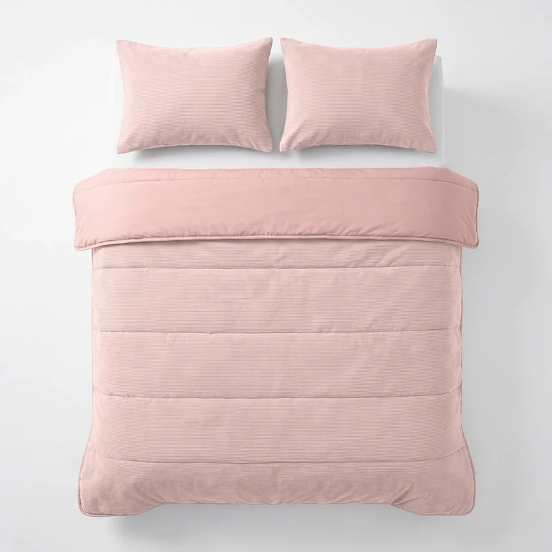 Zelesta Special Corduroy Cotton Kissenbezüge Set von 2 - Staubiges Rosa