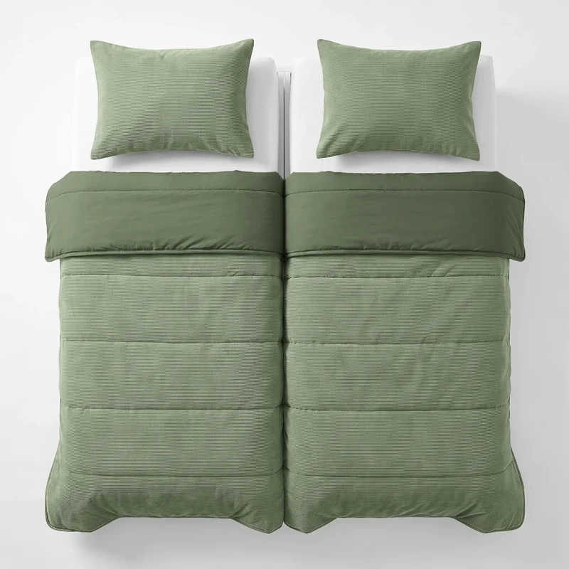 Zelesta Special Corduroy Cotton Kissenbezüge Set von 2 - Waldgrün