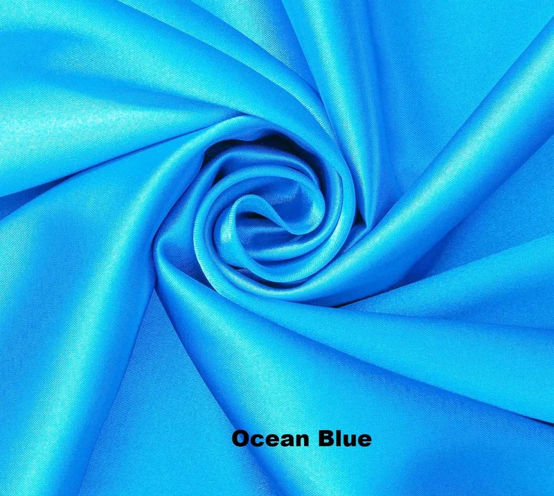 Luxe satijnen bedrok in oceaanblauw - Kingsize met een hoogte van 14 inch en geplooide rand