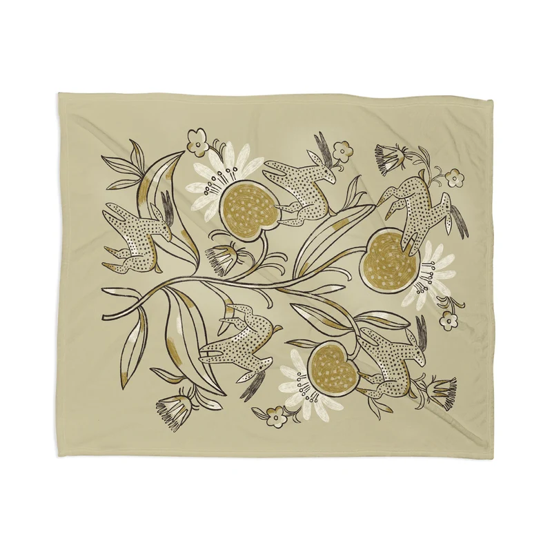 Decorative planter with goats Throw Blanket