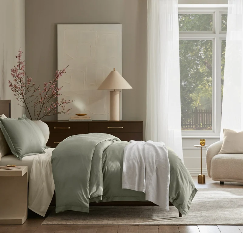 Signature Hemmed Duvet Set - Sageleaf