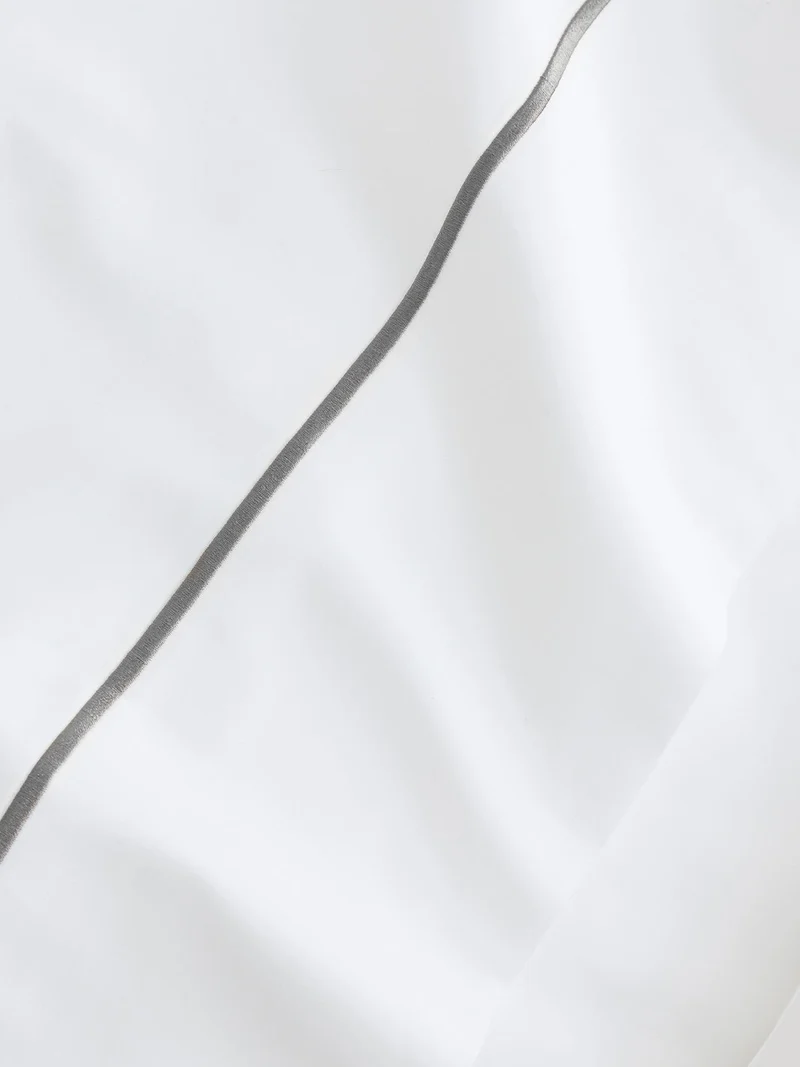 Signature Embellished Pillowcase Set - White/Stone Embroidered