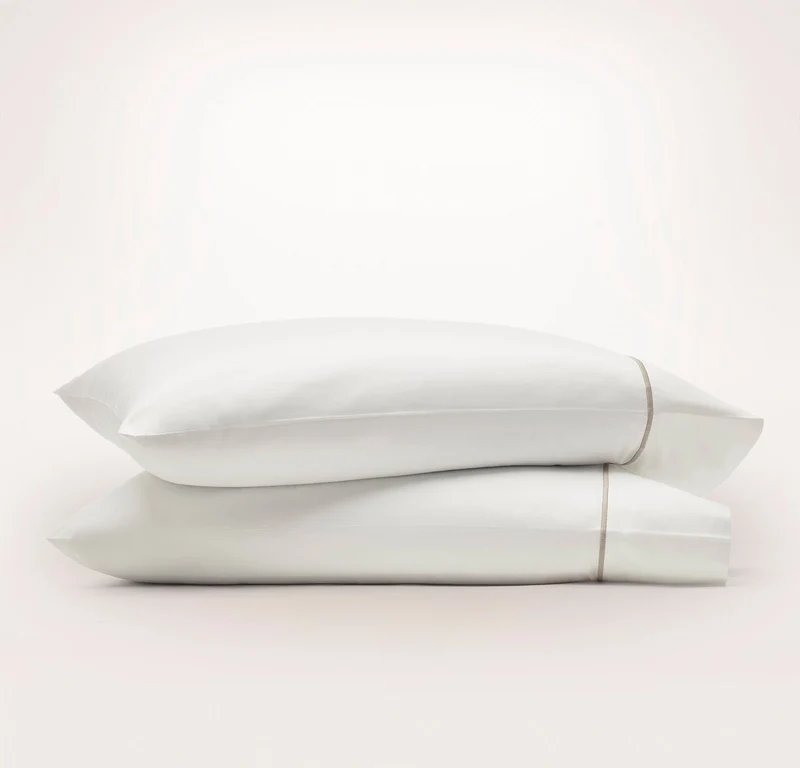 Signature Embellished Pillowcase Set - White/Oak Embroidered
