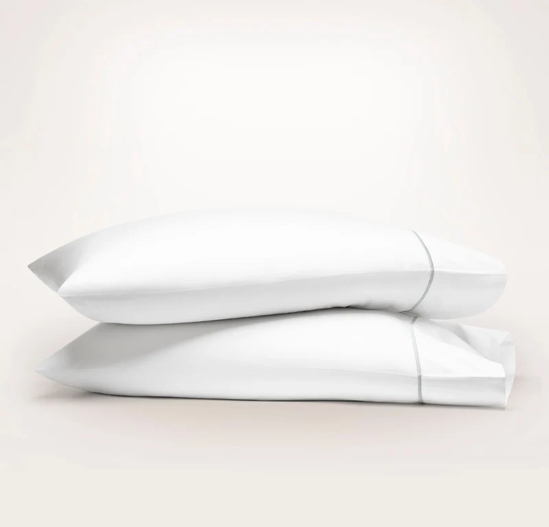 Signature Embellished Pillowcase Set - White/Shore Embroidered
