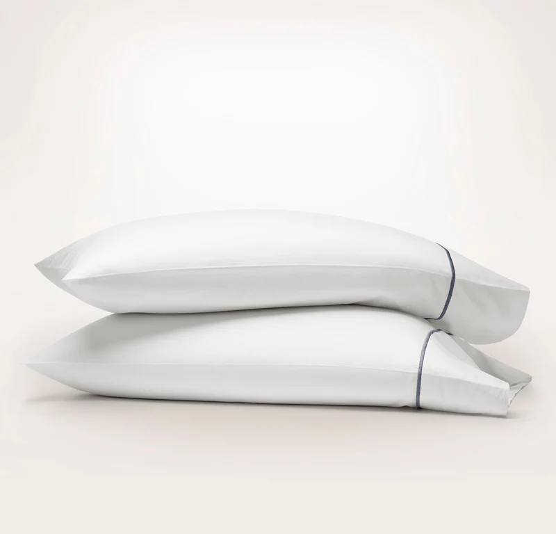 Signature Embellished Pillowcase Set - White/Mineral Embroidered