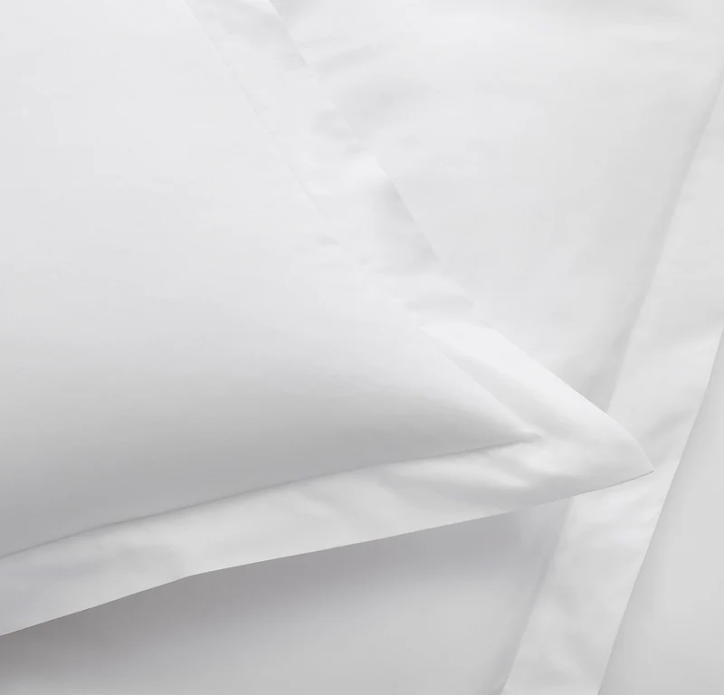 Percale Hemmed Duvet Set - White