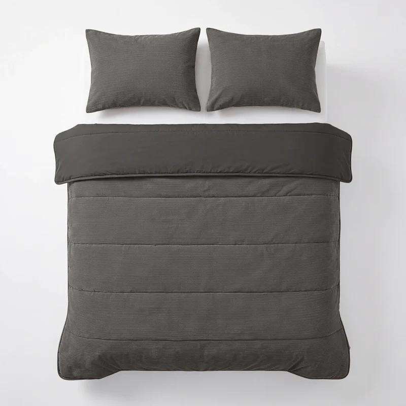 Zelesta Special Corduroy Cotton Kissenbezüge Set von 2 - Anthrazit