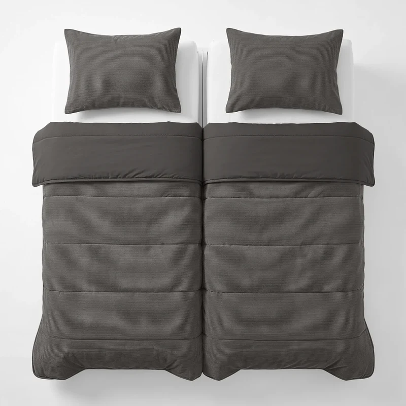 Zelesta Special Corduroy Cotton Kissenbezüge Set von 2 - Anthrazit