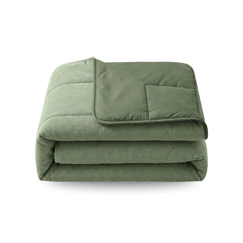 Zelesta Special Corduroy Cotton Bettdecke - Waldgrün