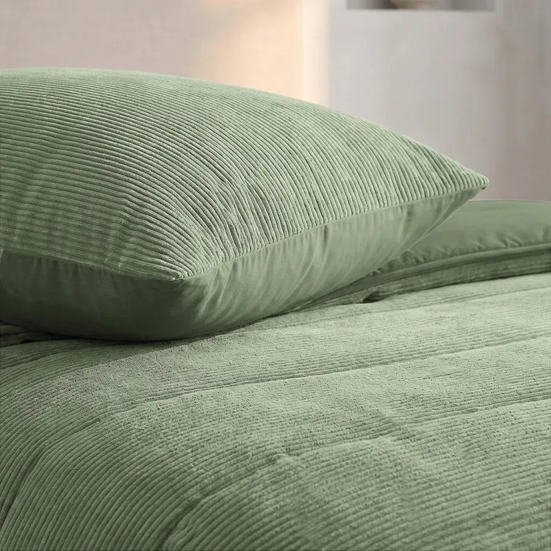 Zelesta Special Corduroy Cotton Bettdecke - Waldgrün