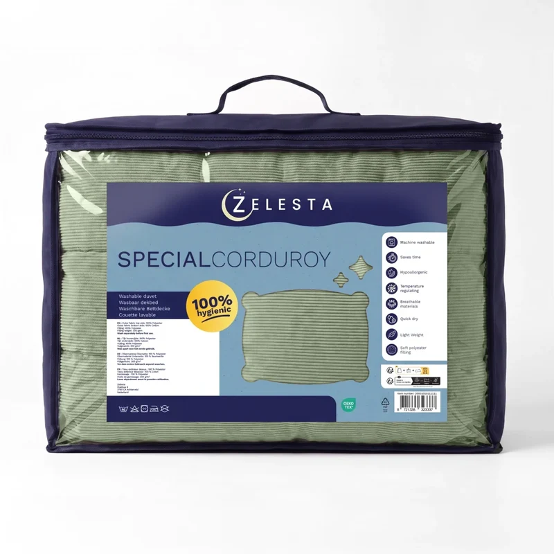 Zelesta Special Corduroy Cotton Bettdecke - Waldgrün