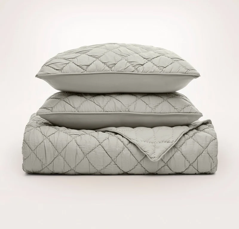 Signature Handstitched Cloud Comforter Set - Pewter