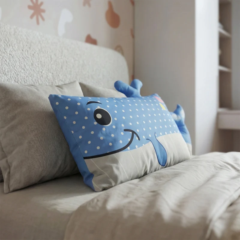 Kinderkissen Wally Wal - Blau/Grau