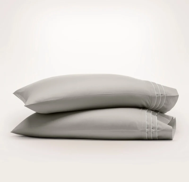 Signature Embellished Pillowcase Set - Pewter/White Triple Framed