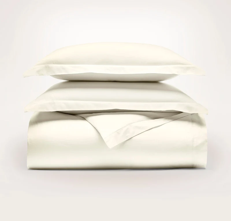 Signature Hemmed Duvet Set - Cream