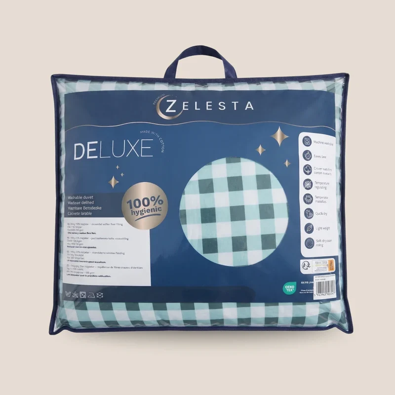 zailistade.comluxe Design Baumwollsatin Bettdecke - Green Check
