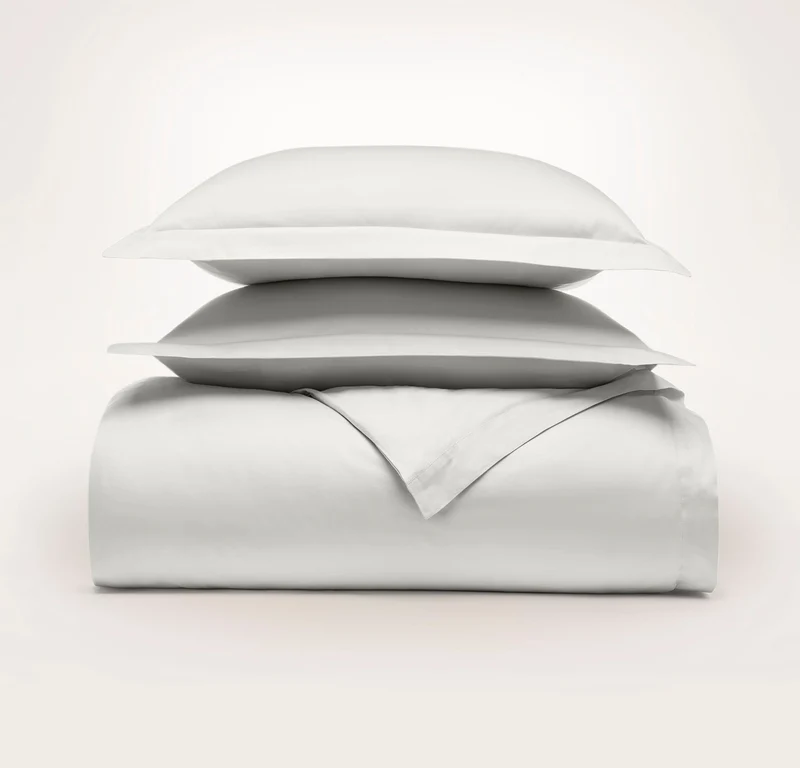 Percale Hemmed Duvet Set - Mist