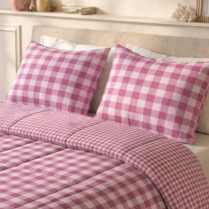 zailistade.comluxe Design Baumwollsatin Bettdecke - Pink Check