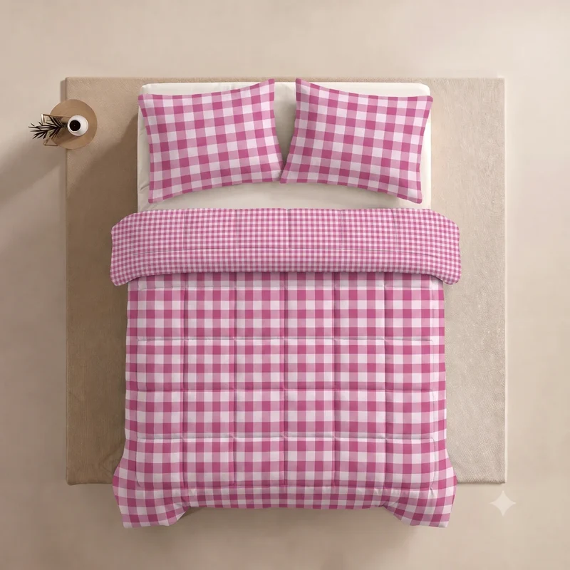 zailistade.comluxe Design Baumwollsatin Bettdecke - Pink Check