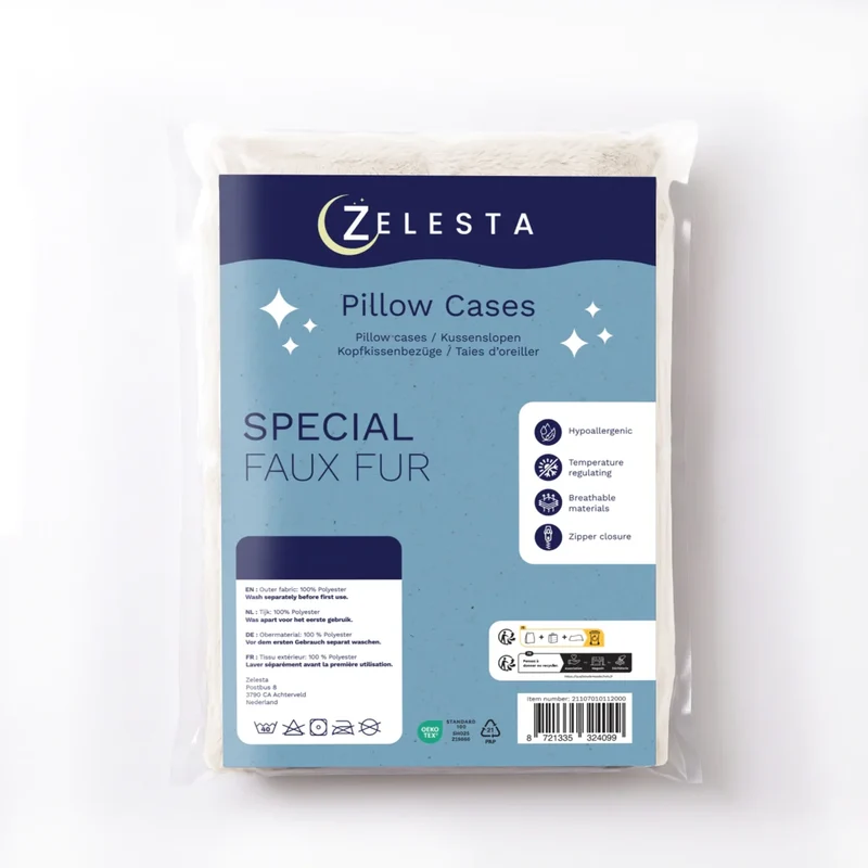 Zelesta Special Teddy Faux Fur Kissenbezüge Set von 2 - Marshmallow weiß